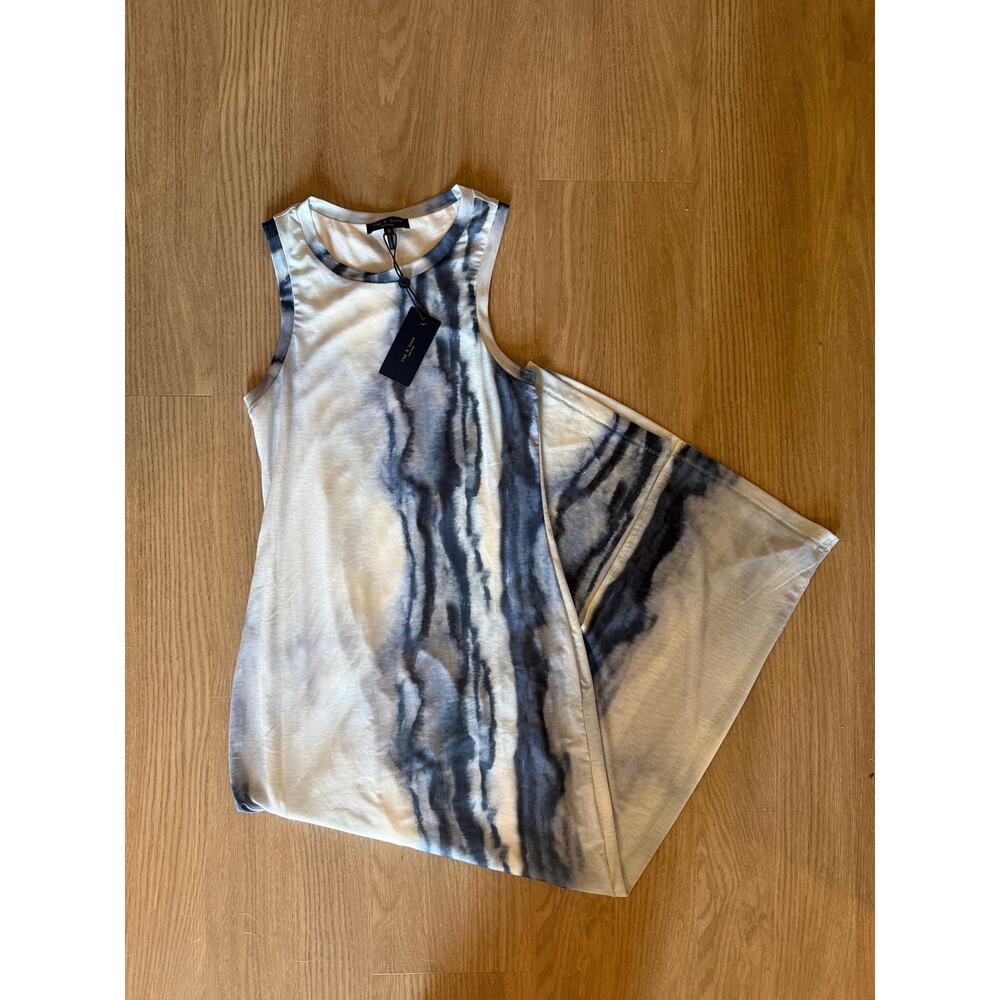 Rag & Bone Blue and White Tie Dye Mesh Dress With Slip